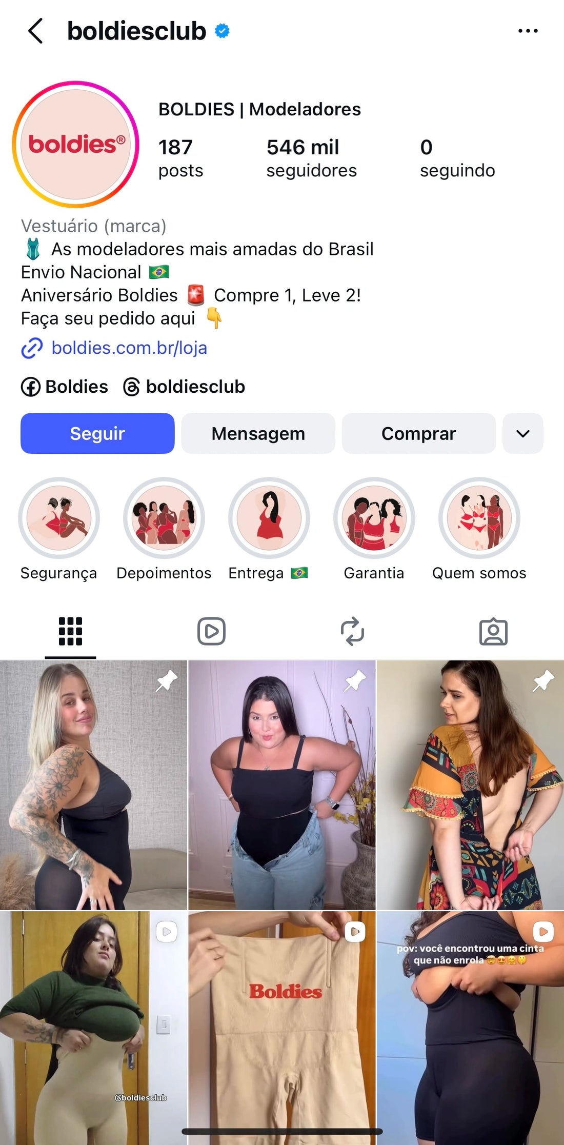 Perfil @boldiesclub no Instagram